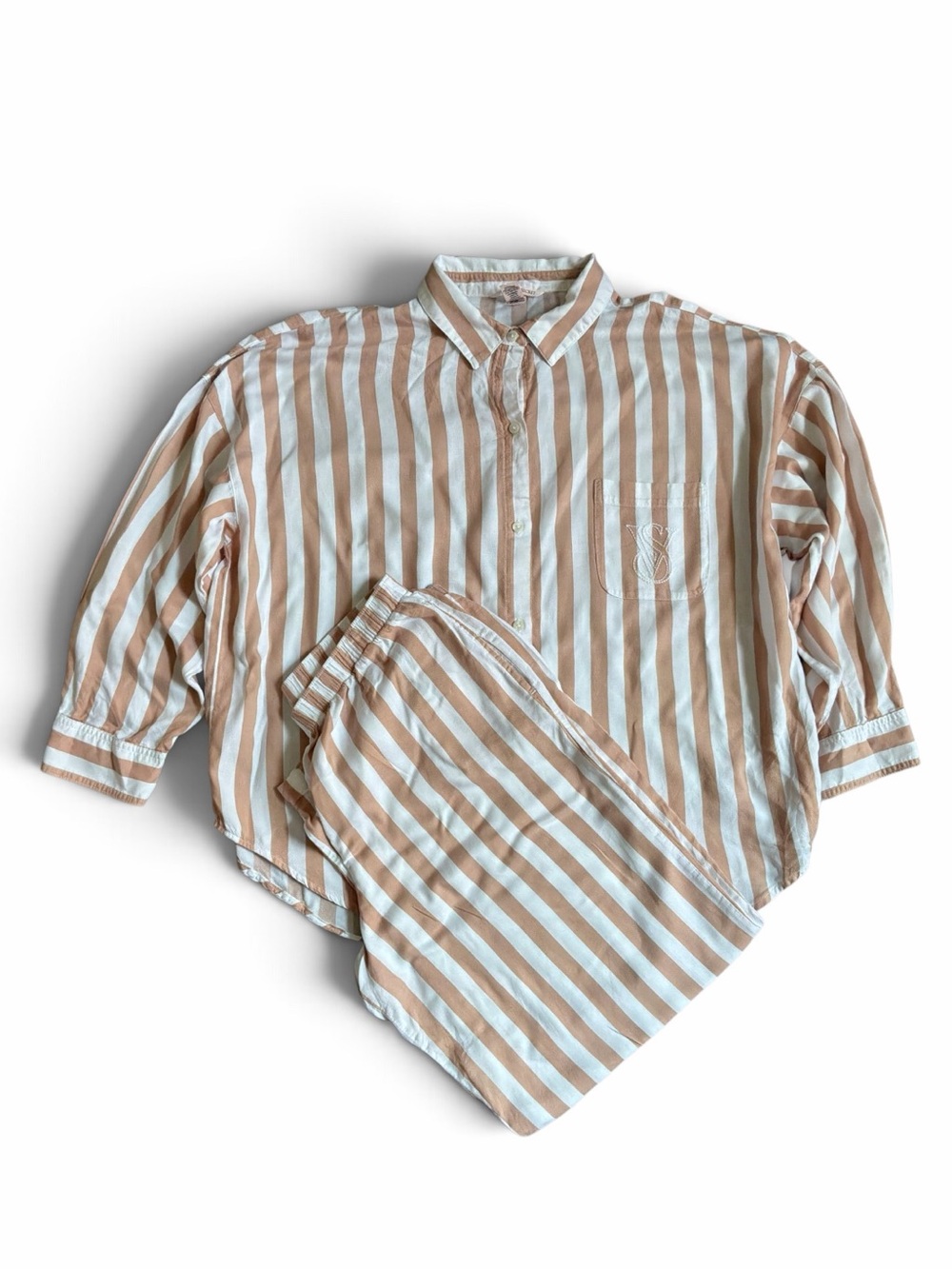Victoria Secret Modal Pajama Set Toasted Sugar Stripe Large